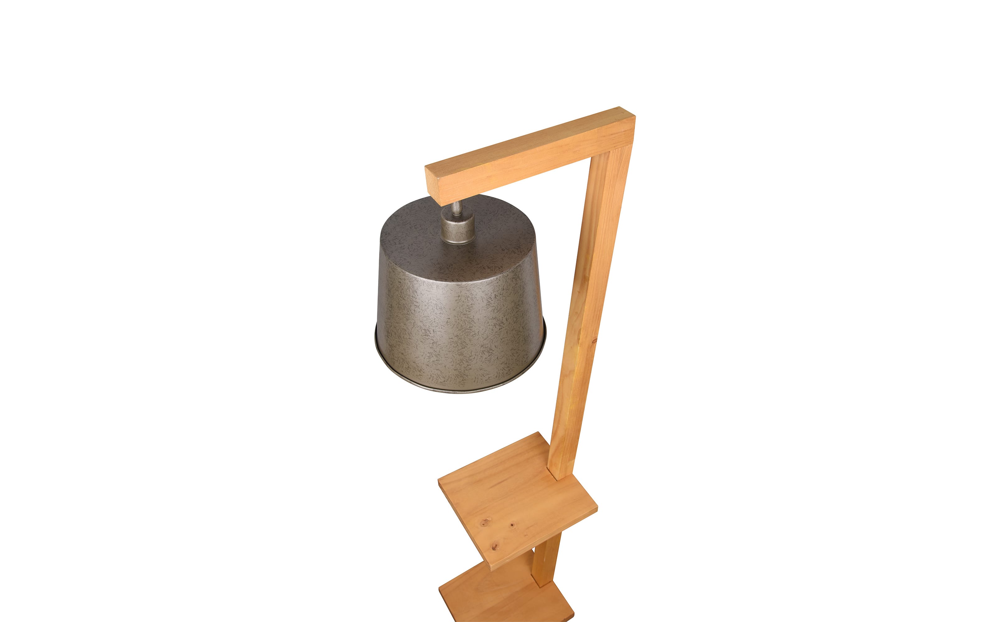 Standleuchte Rodrigo, nickel antik/holz, 165 cm