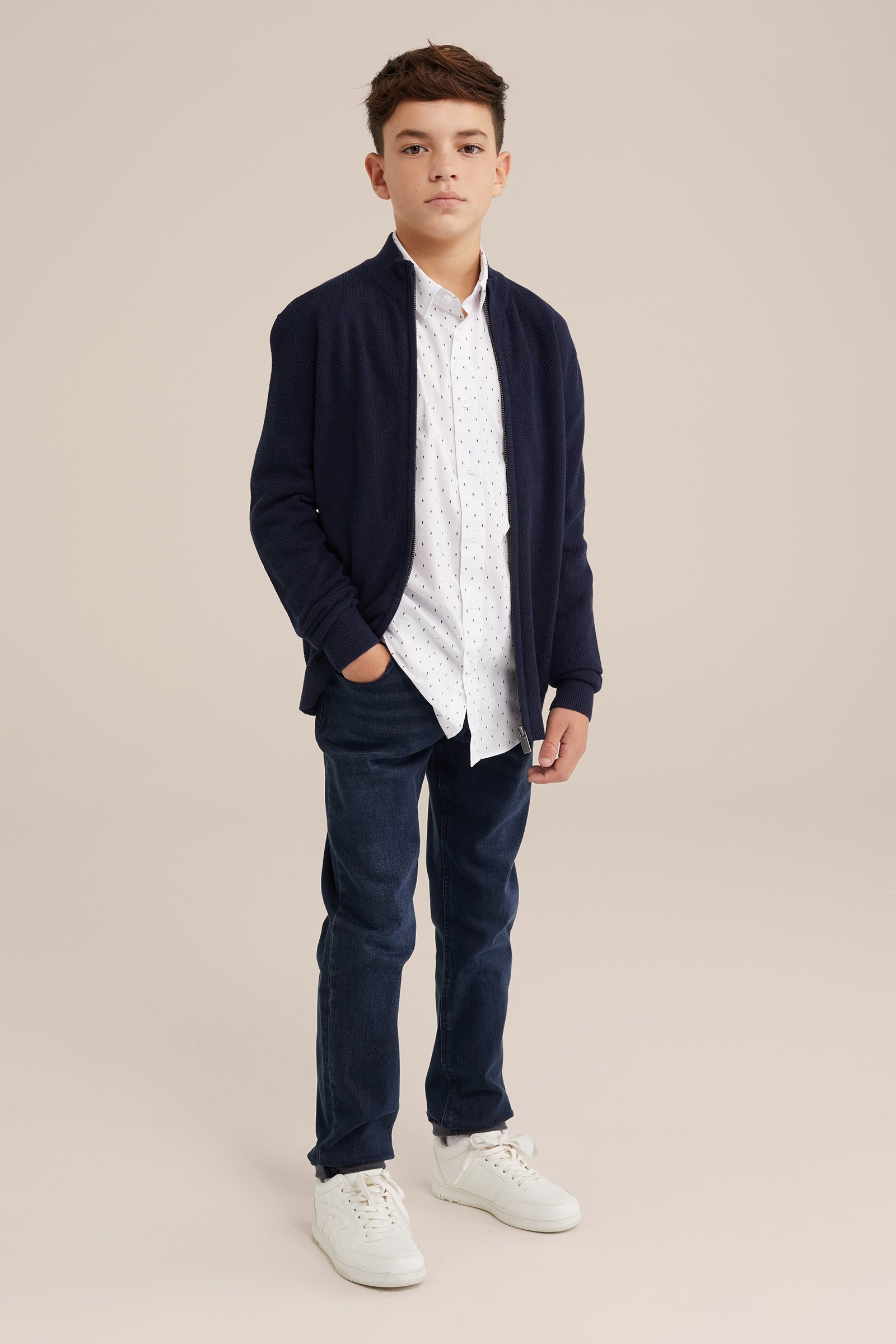 Jongens overhemd met afneembare vlinderdas WE Fashion Wit