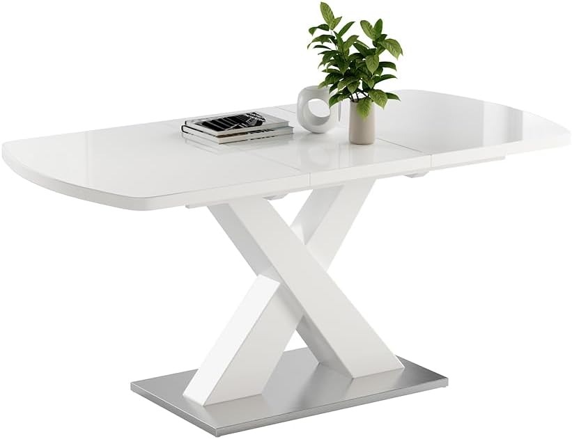 Vicco Esstisch Chinto, ausziehbarer Esszimmertisch, Weiß, 120 x 80 cm ausziehbar