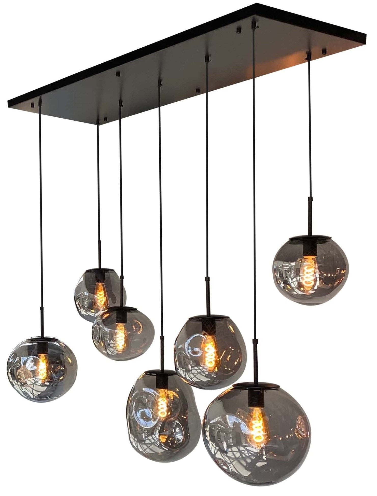 Hanglamp 7-lichts Smoked Boaz B120 x D35 cm