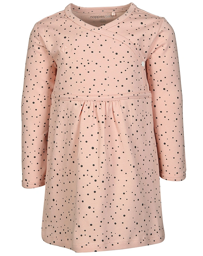 Langarm-Kleid LIZ – AOP in pfirsich rosa
