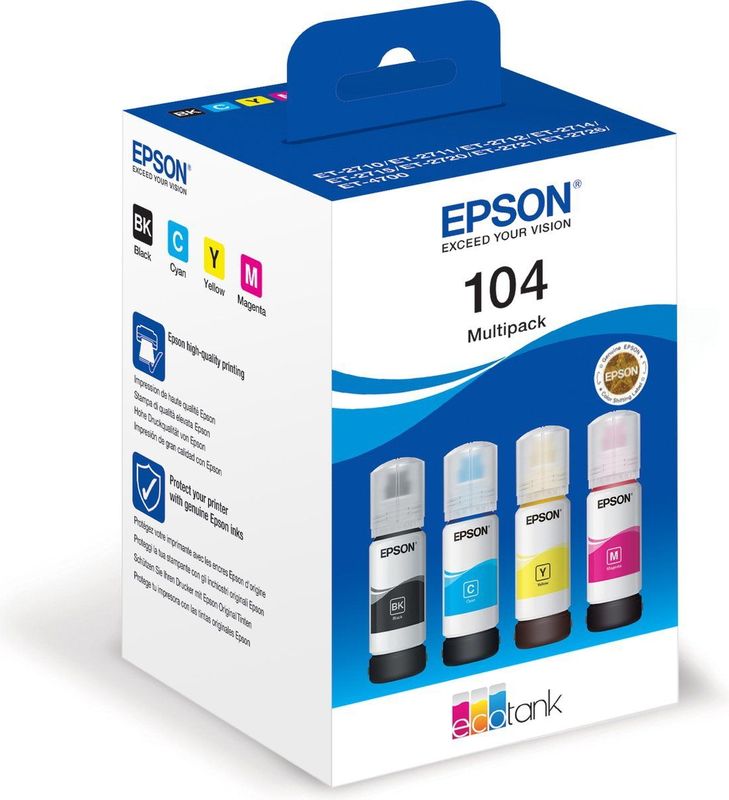 Epson - Inktfles 104 - Eco Tank - Multipack - BK/C/M/Y