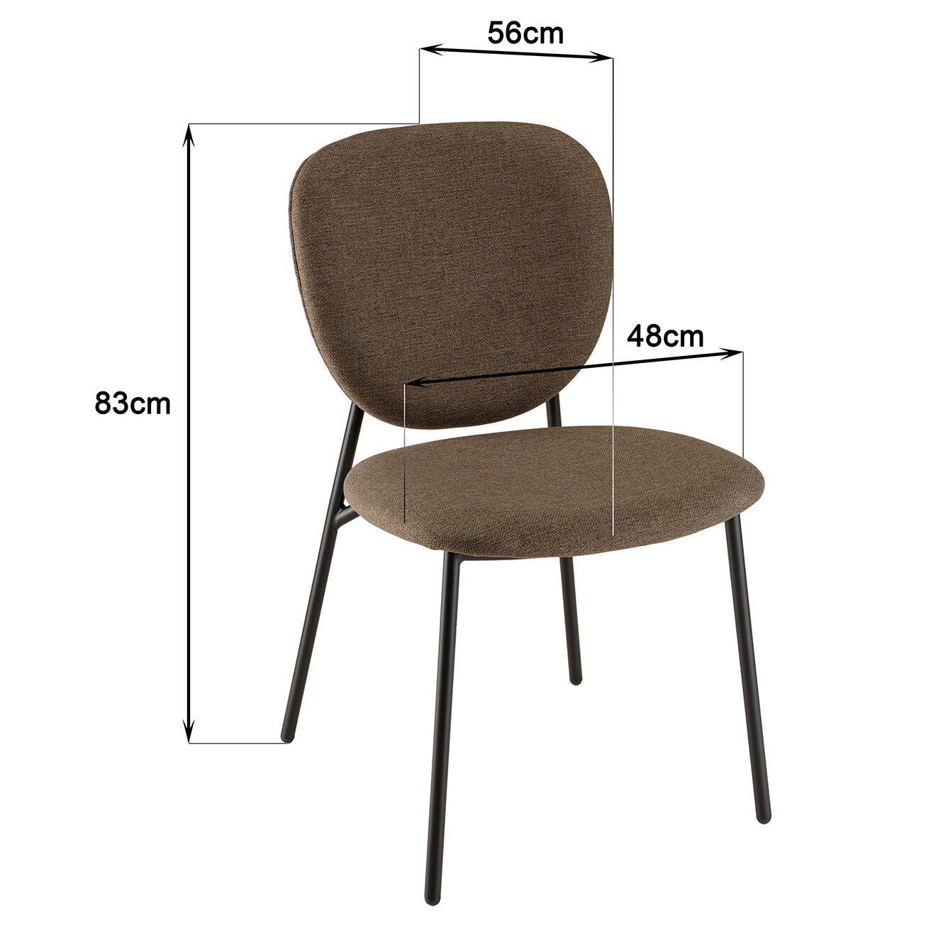 Macabane 2 Chaises en Tissu Tom marron - 48x56x83 cm