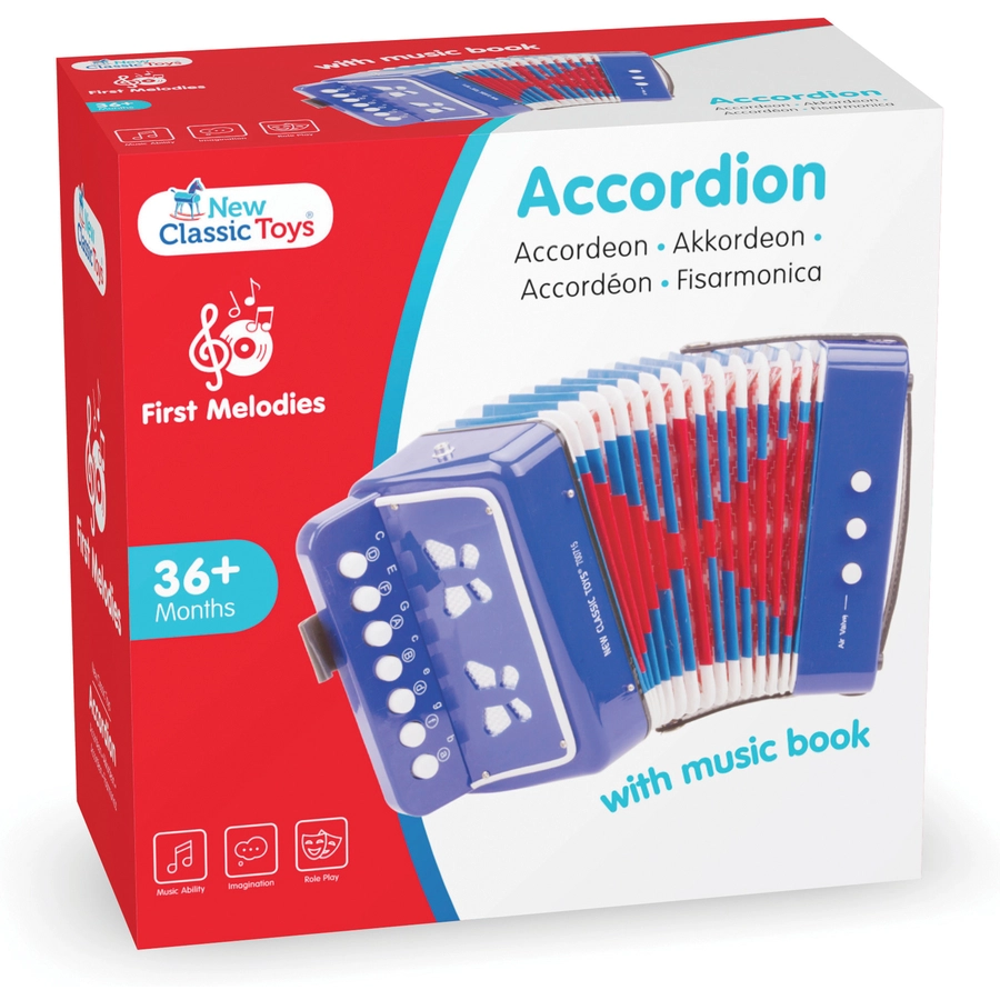 New Classic Toys Akkordeon - Blau mit Musikbuch