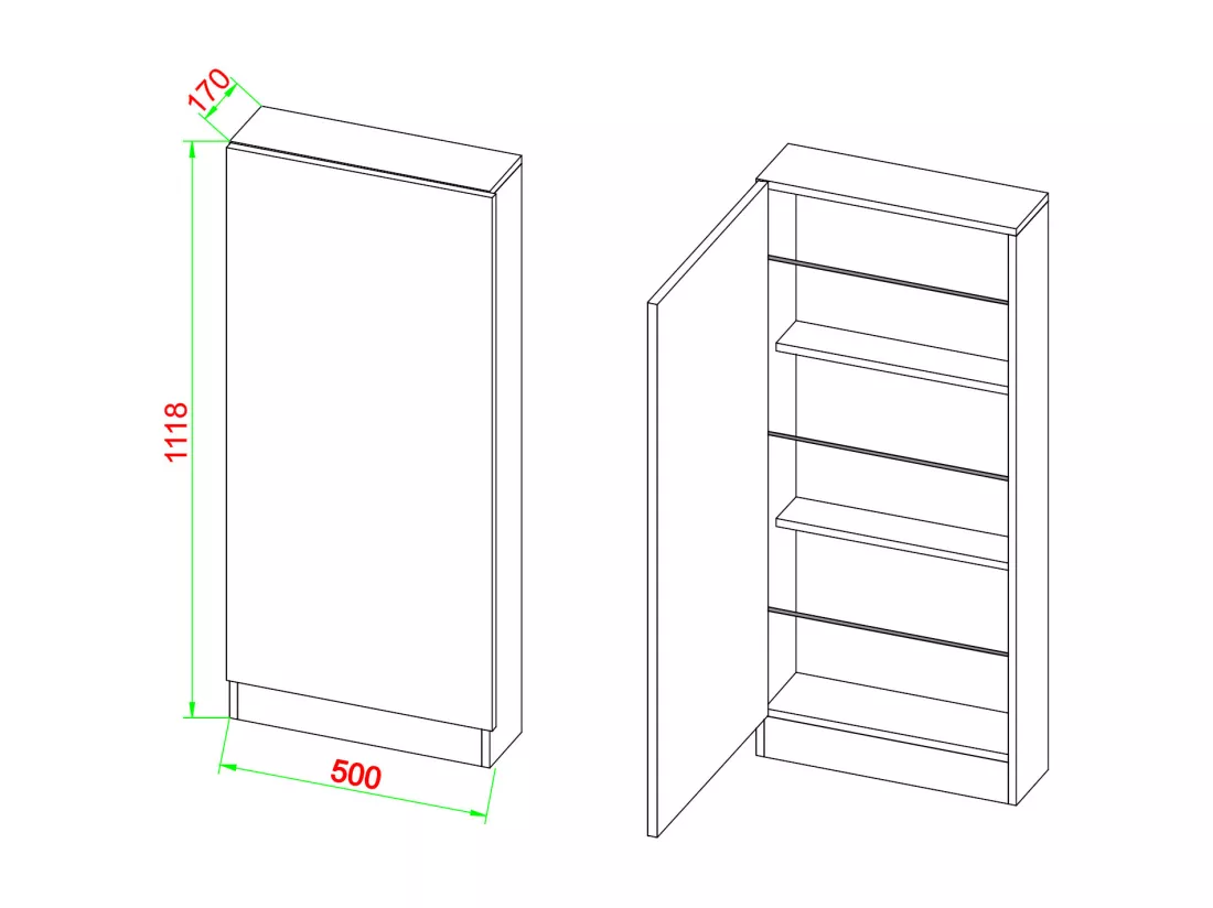 Armoire à chaussures Étagère à chaussures Fulisa L