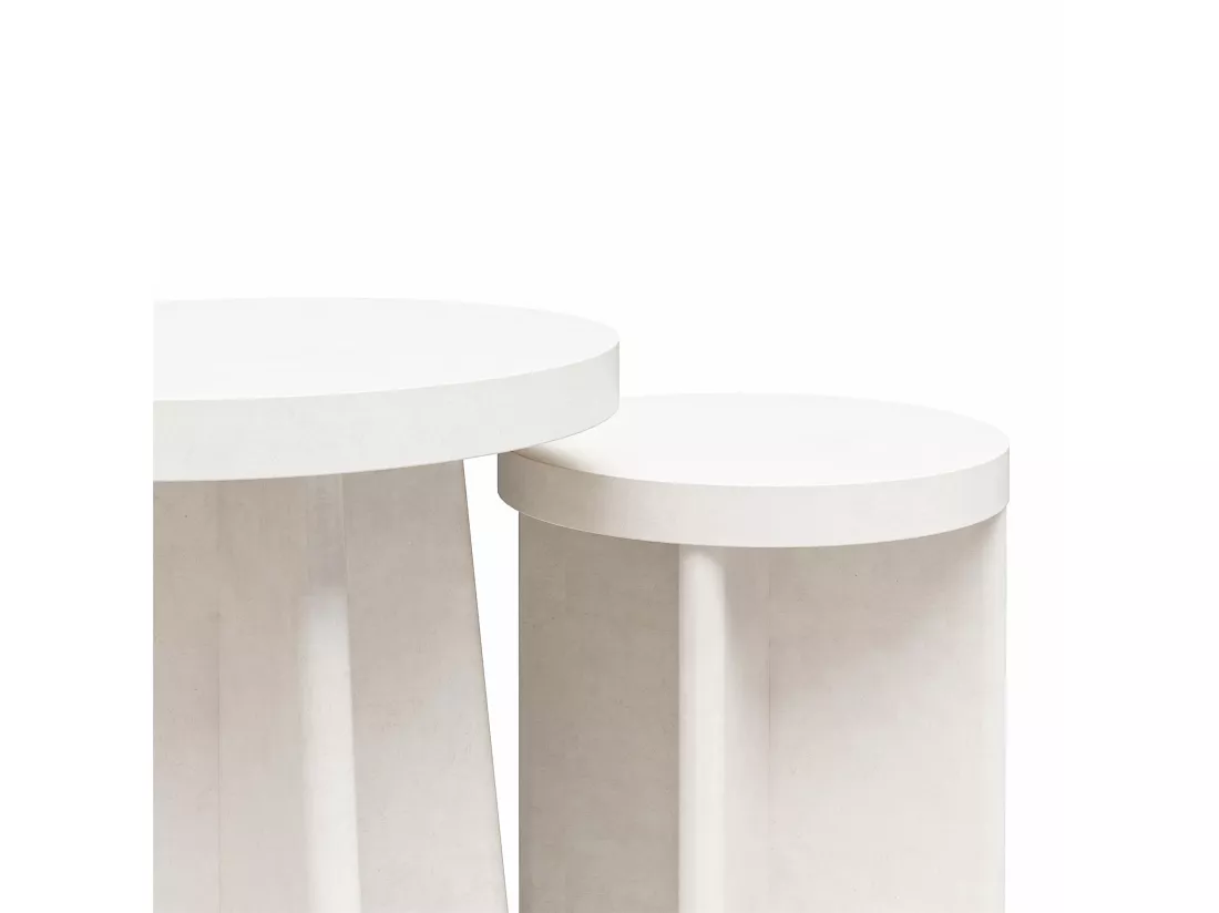 Liam | Table d'appoint set de 2 en aspect plâtre crème