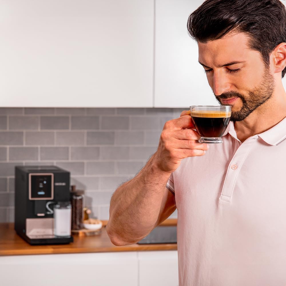 Cecotec Machine a Café Espresso Superautomatique Cremmaet Compactccino Connected Black Rose. 19 Bars, cran TFT, Wifi, Moulin Integré, Réservoir d'eau 1,1 L et de lait 400 ml, Nettoyage Automatique