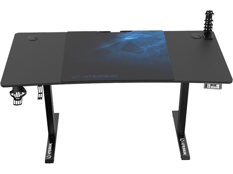 Ultradesk Gaming Tisch Level V2 Blau Elektrisch höhenverstellbarer Gaming-Tisch für bis zu zwei Monitore