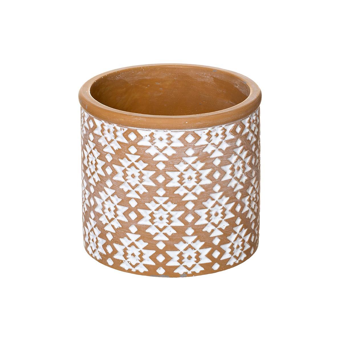 POT CIMENT HACIENDA TERRACOTTA OU BLEU D.8X7.5CM