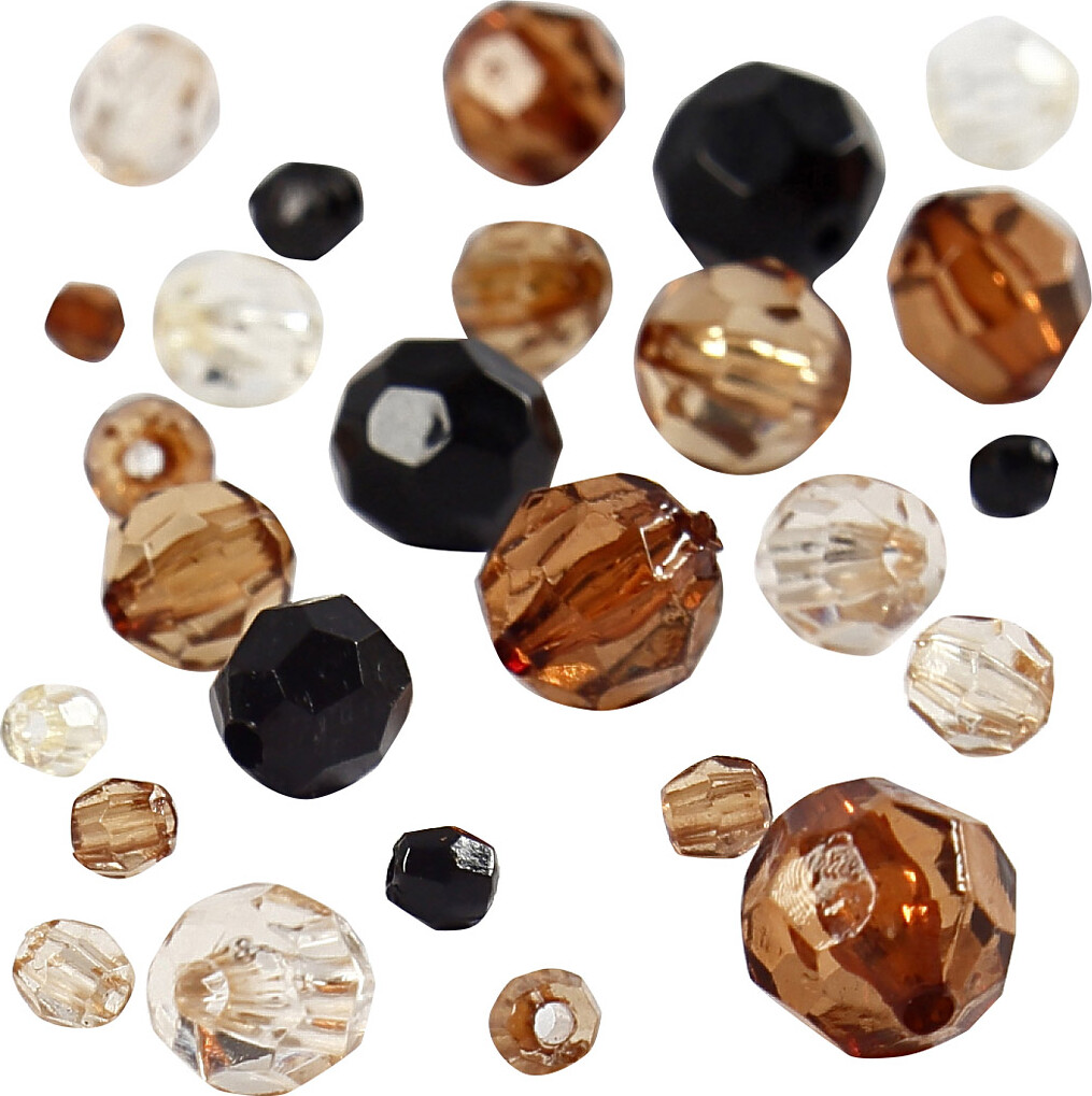 Harmoni Facetperlemix - Str. 4-12 MM - Hulstr. 1-2,5 MM - Gylden - 50 G