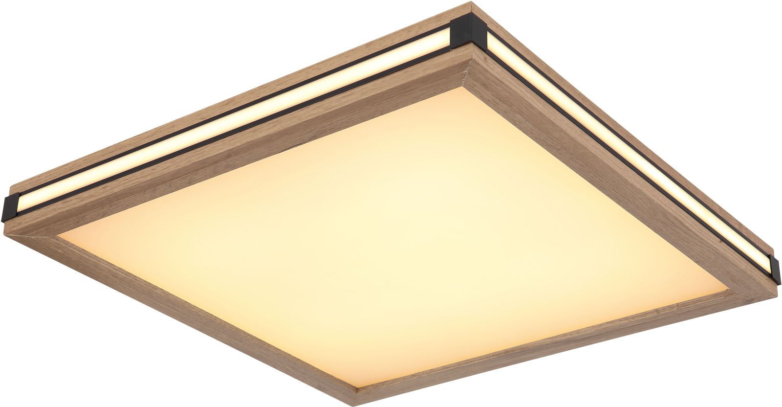 LED-Deckenleuchte - schwarz-holzfarben - 45x45 cm