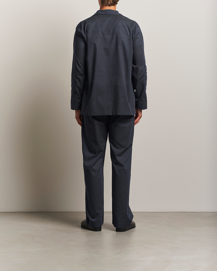 Derek Rose Printed Cotton Pyjama Set Navy