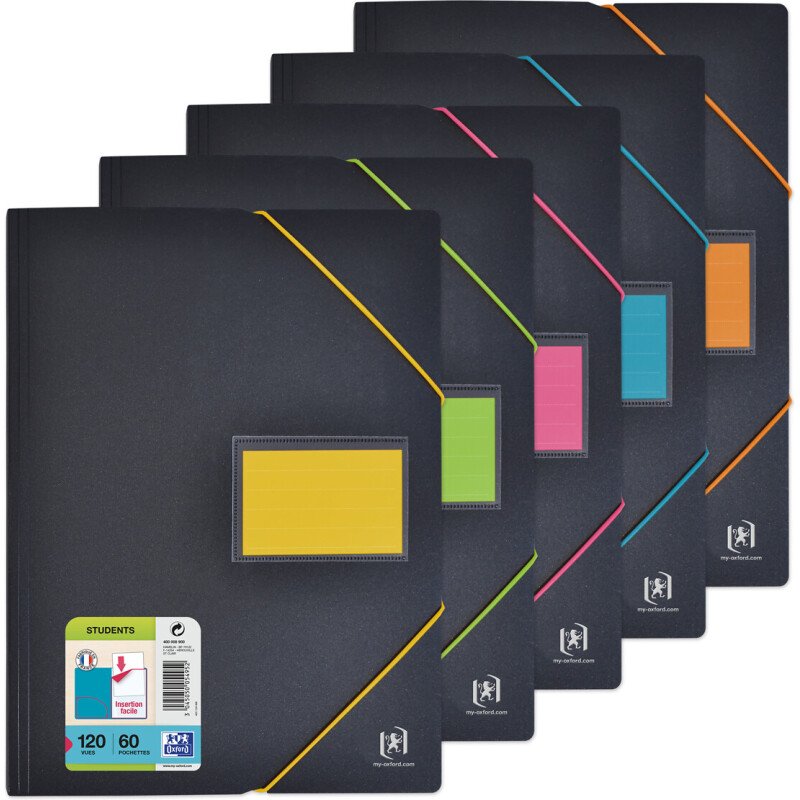 Protege-Docs Oxford Etudiant A4 60 Poch PP Elastique Assorti Pav