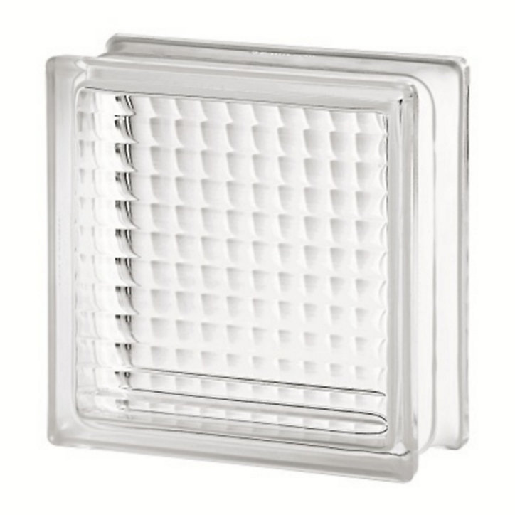 Pavé de verre quadrillé 19 x 19 cm, ép.80 mm