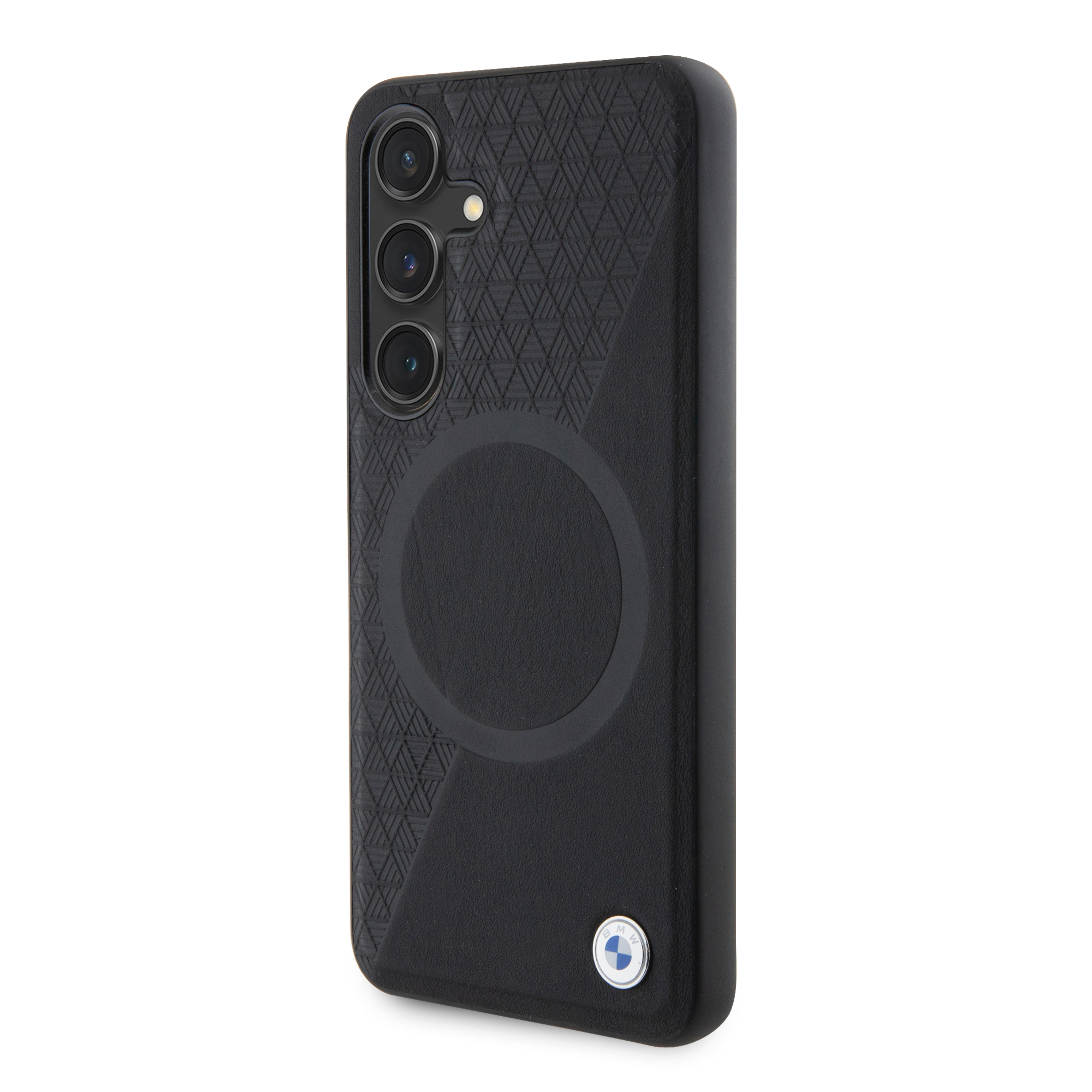 Samsung Galaxy S24 Leder Hardcase Hülle Half Textured & Circle MagSafe-Modul (BMHMS24S23RTPK) - Schwarz