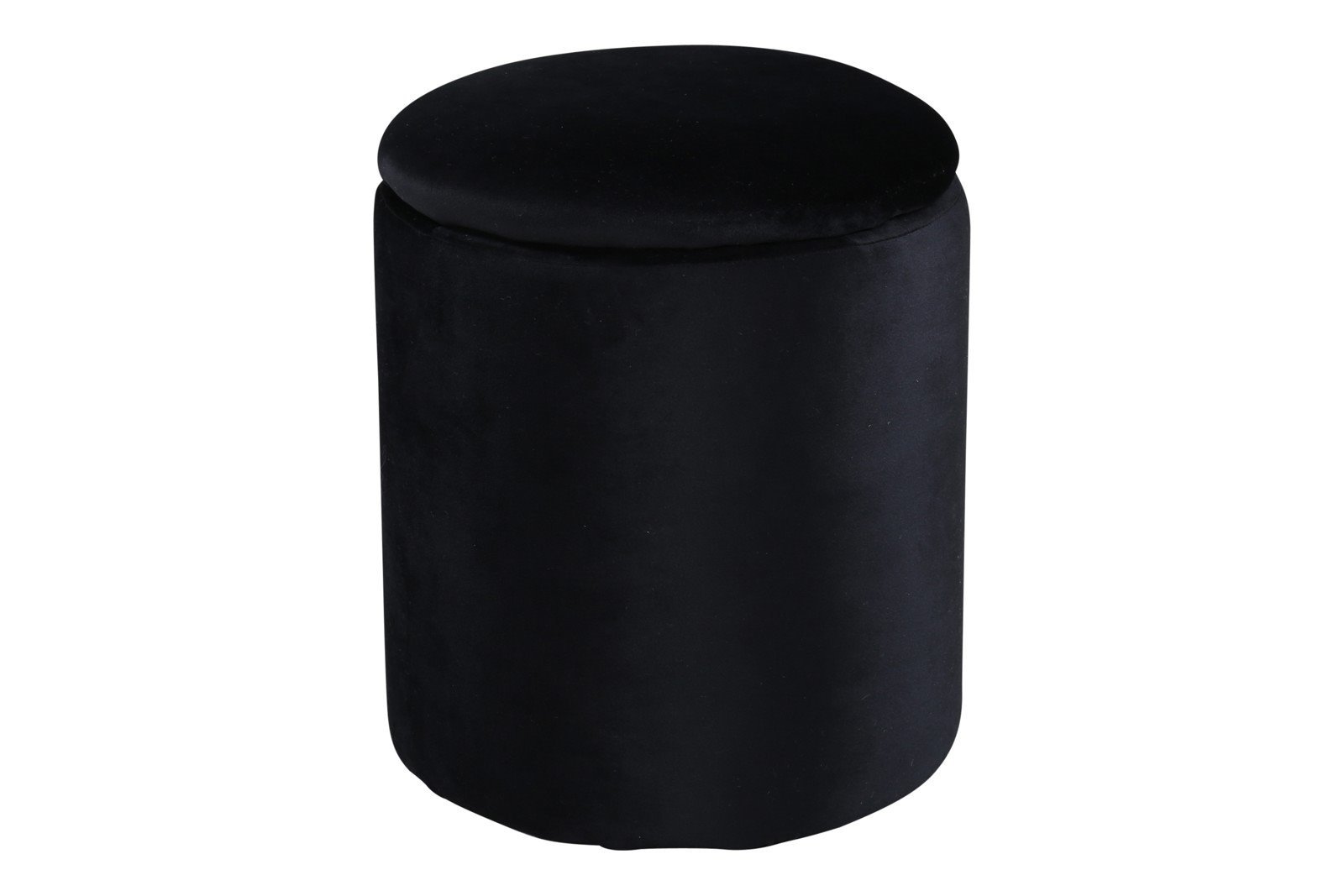 Limpen pall Ø32cm. Sort fløyel. Med oppbevaring.