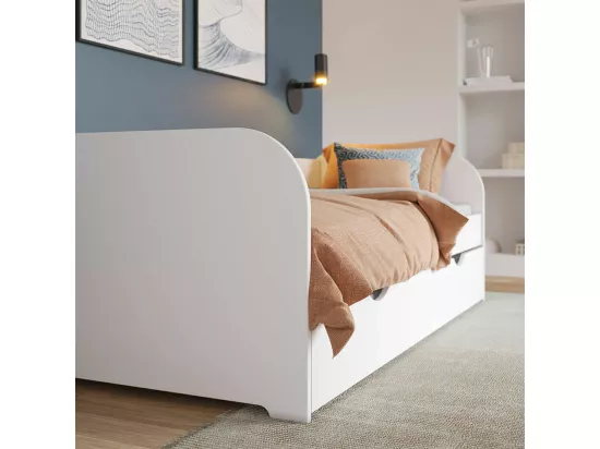 Lit banquette gigogne 80x200 cm bois massif blanc EZRA