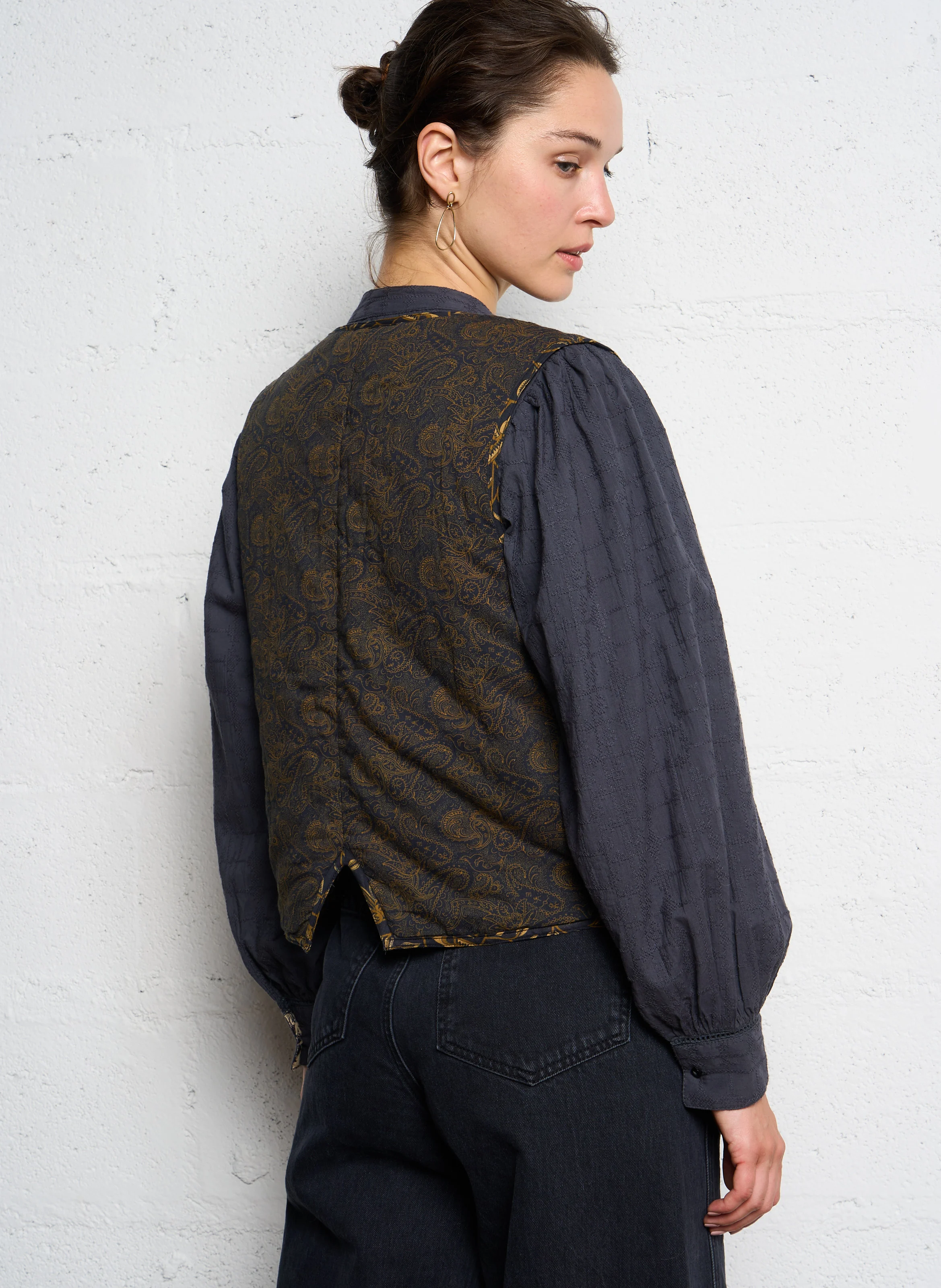 DYLAN - Veste col V en coton | Jaune