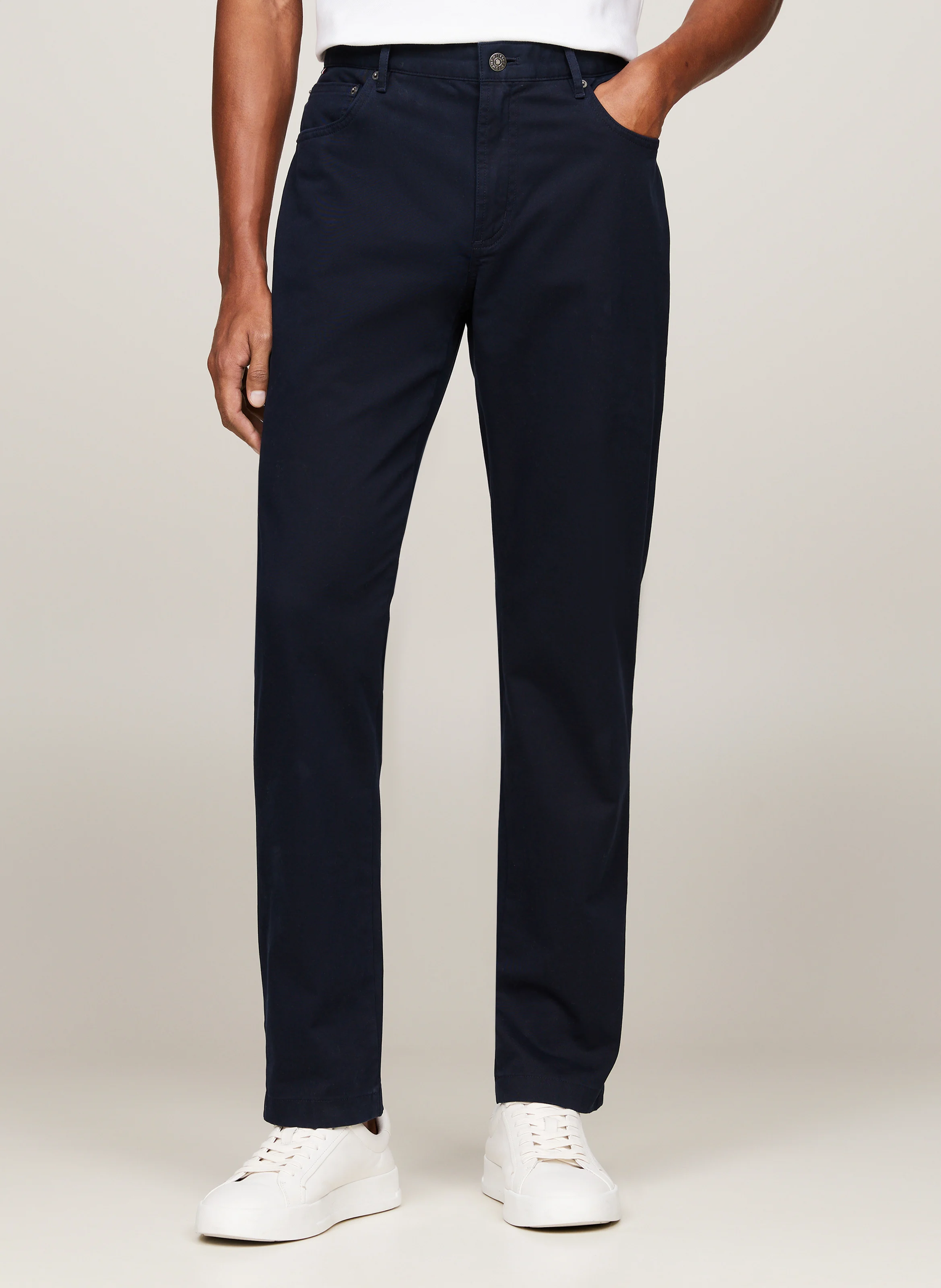 Pantalon droit en coton bio mélangé | Bleu