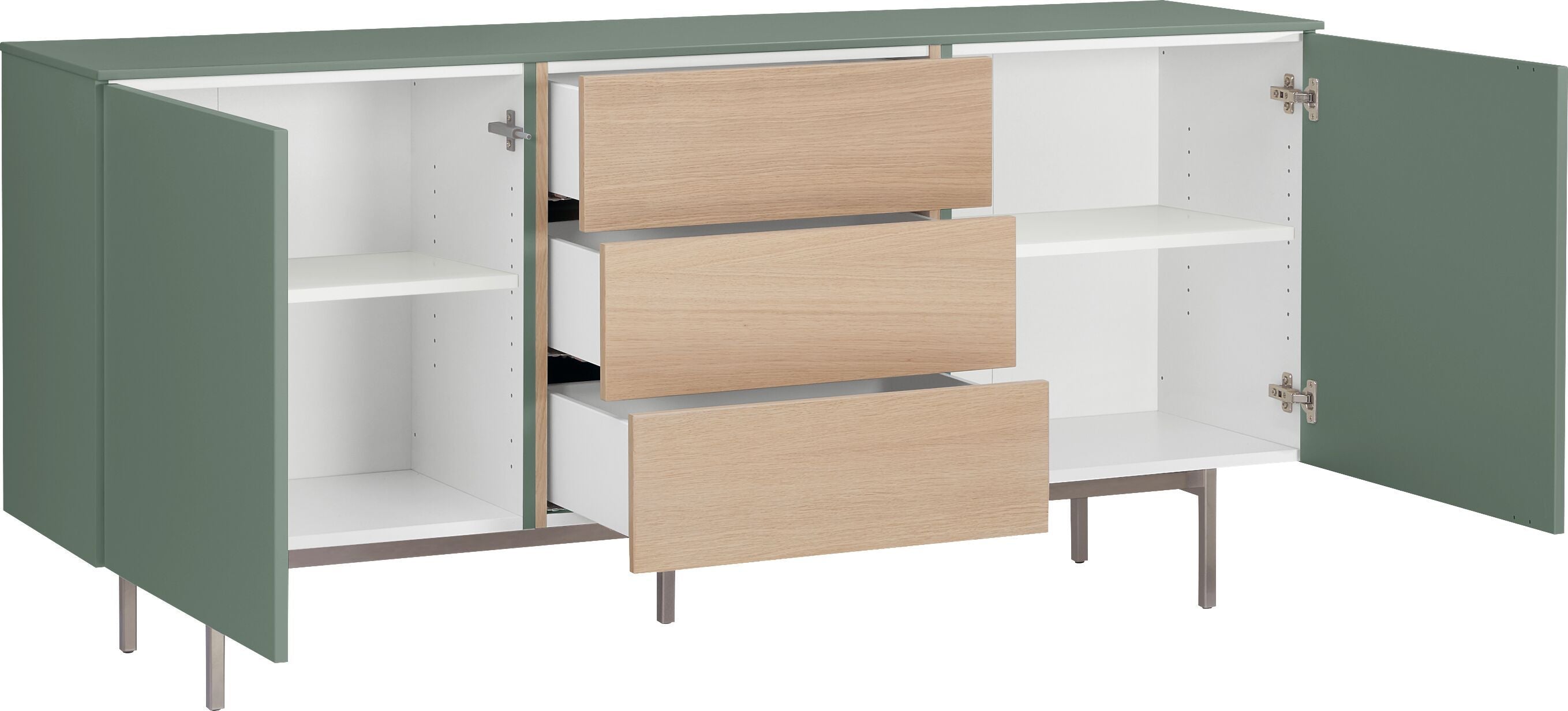 TILL Sideboard - Grün / B: 168.0 cm x T: 41.0 cm x H: 77.0 cm