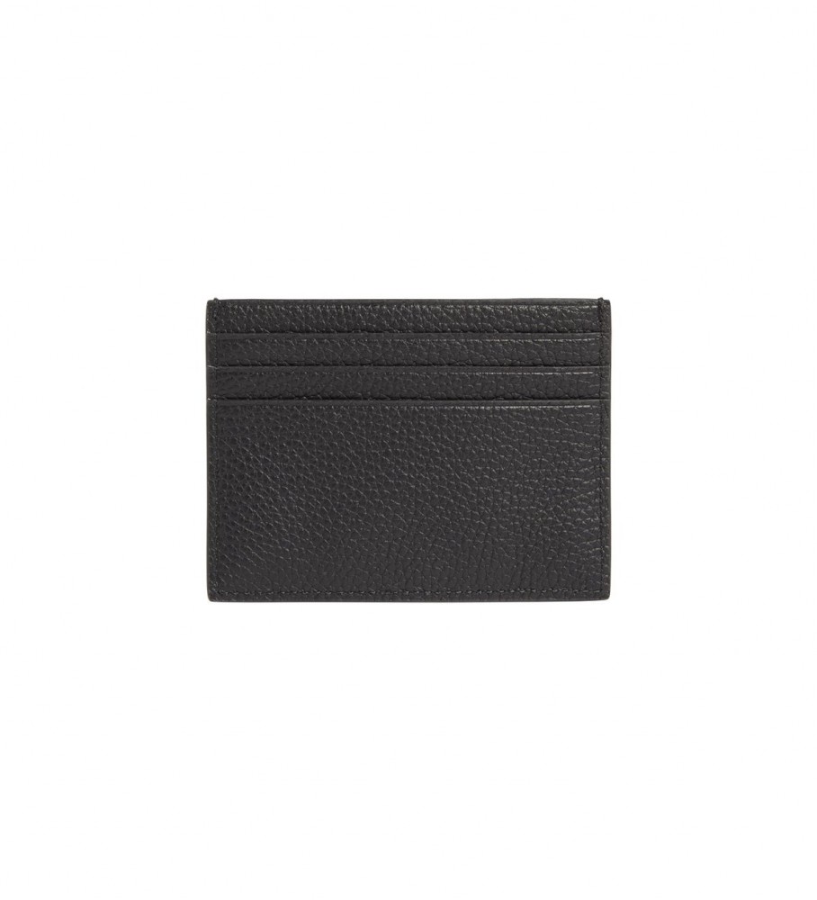 Porta-cartões Calvin Klein em couro preto