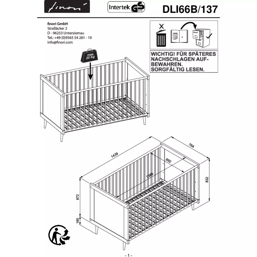 Finori Babybett Tillie, Rafia-Geflecht, Weiß Weiß