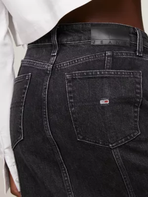 Saia midi jeans Claire de cintura alta