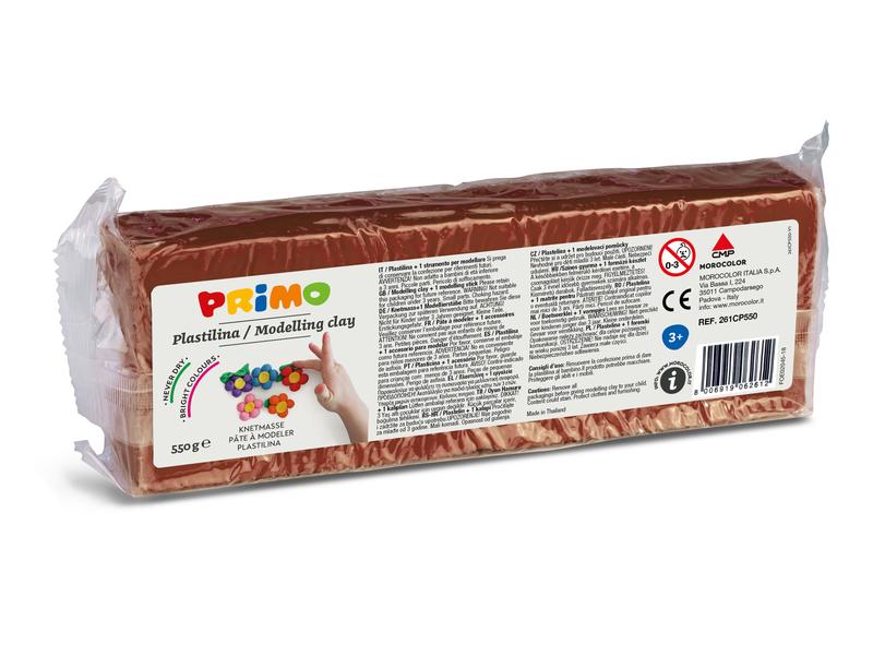 Primo Knetmasse 550 g, Burnt Sienna Knetblock perfekt um Formen zu gestalten