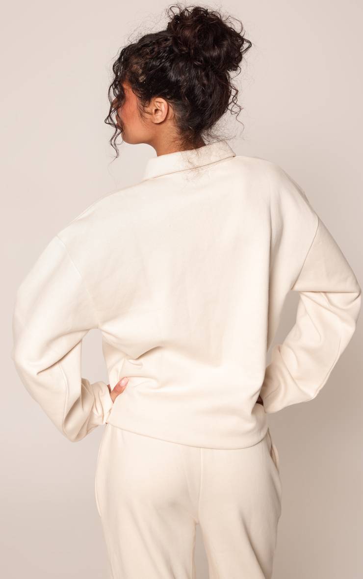 Crème Veste Sweat Zippée À Col