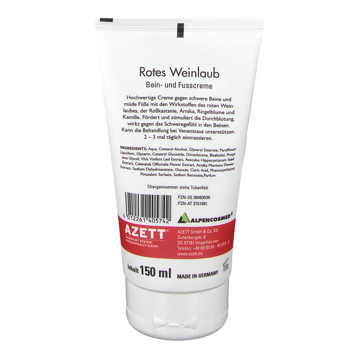 ALPENCOSMED® Rotes Weinlaub Bein- und Fußcreme