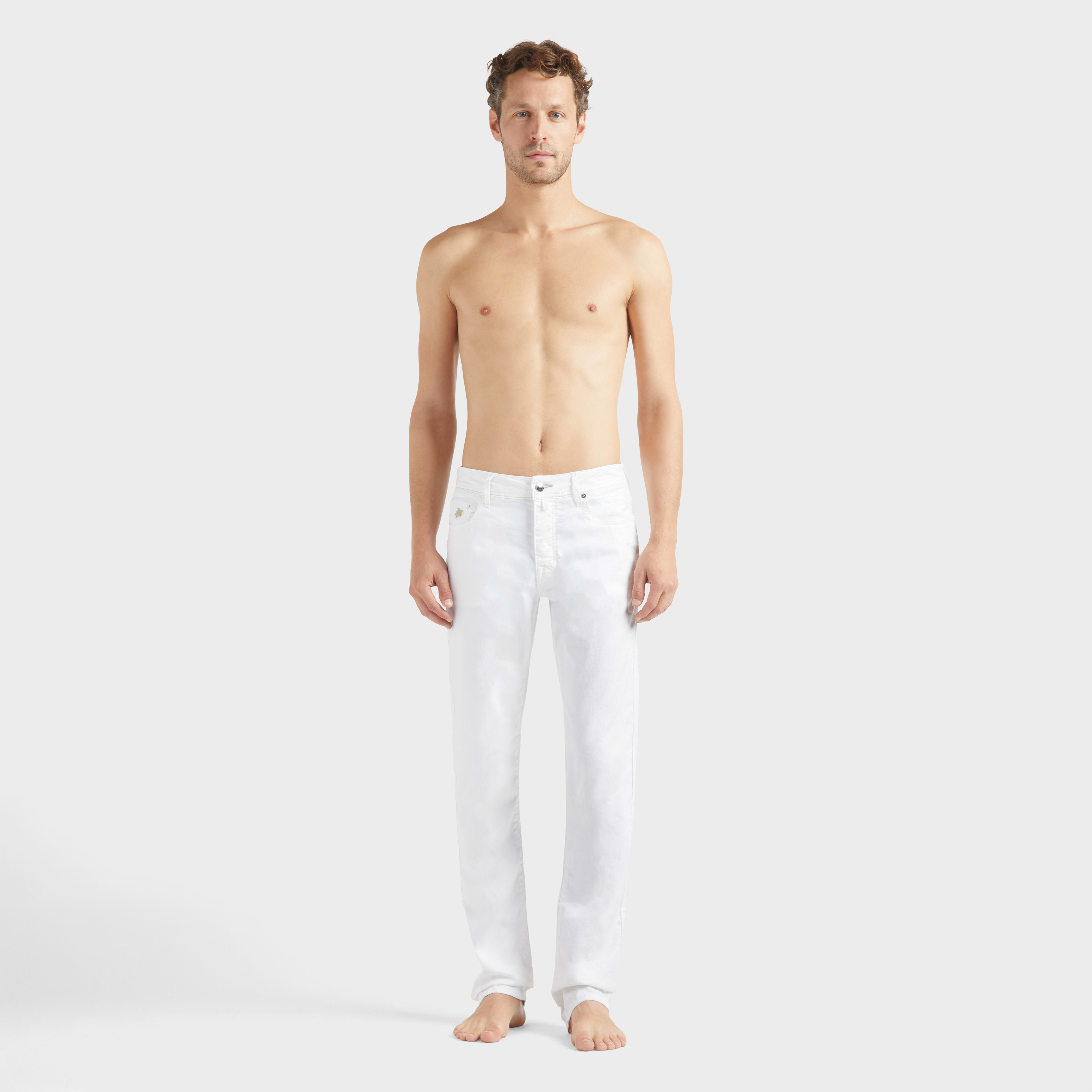 Pantalon en coton et lin homme uni