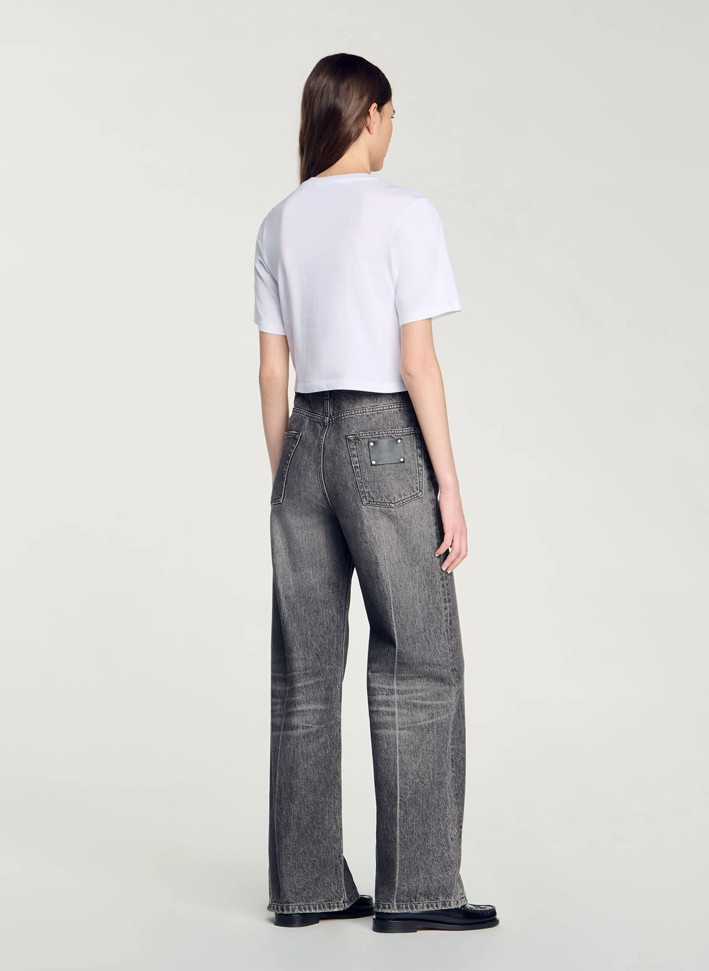 Tee-shirt court en coton strassé | Blanc