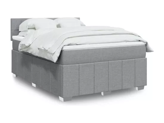 Sommier à lattes de lit avec matelas Gris clair 140x190cm Tissu