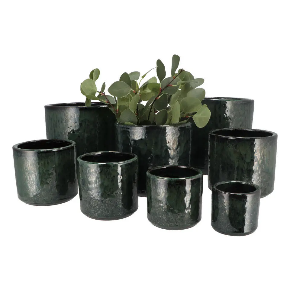 DK Design Bloempot model Green Glaze - groen - D21 x H24 cm - glanzend