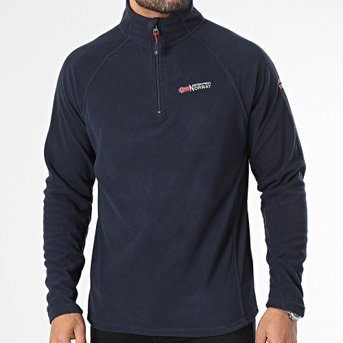 Sweat Col Zippé Polaire Bleu Marine