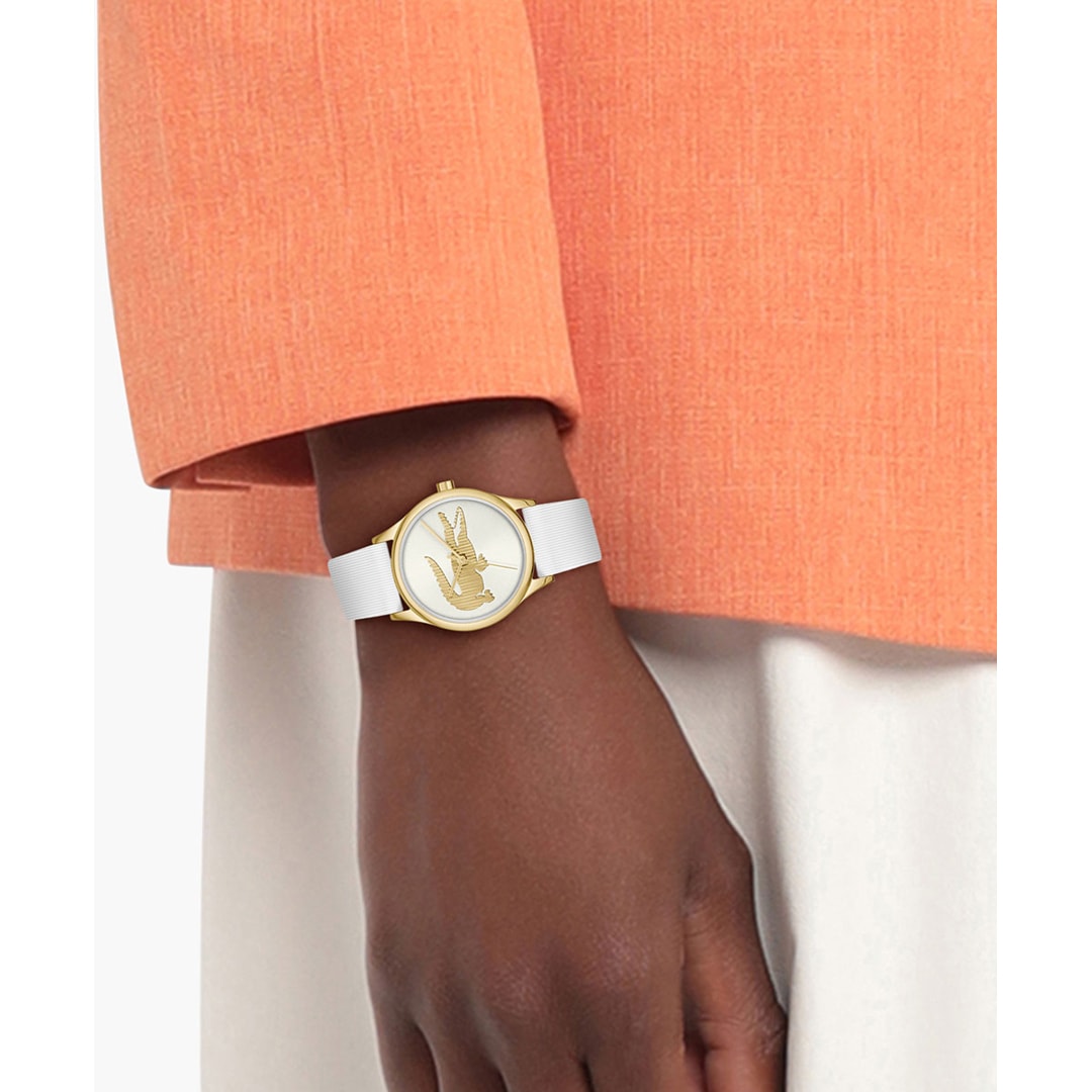 Lacoste Crocodelle Goldig / Weiss