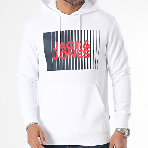 Sweat Capuche Corp Logo Blanc
