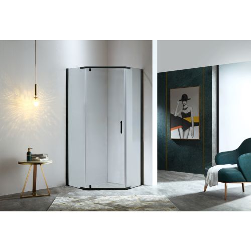Badstuber Five douchecabine vijfhoek 90x90cm zwart