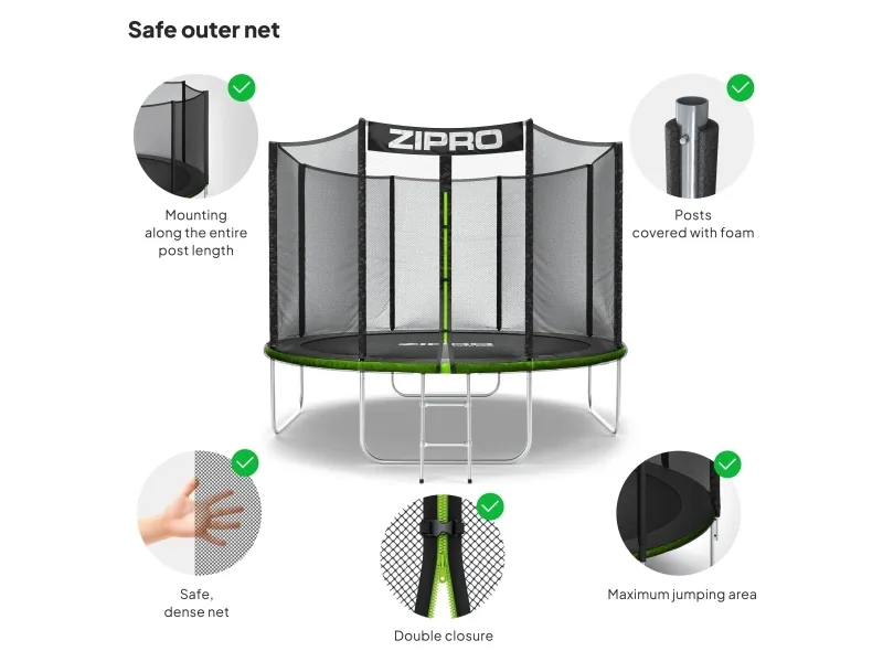 Zipro Trampolin med eksternt net 10FT 312cm   skopose