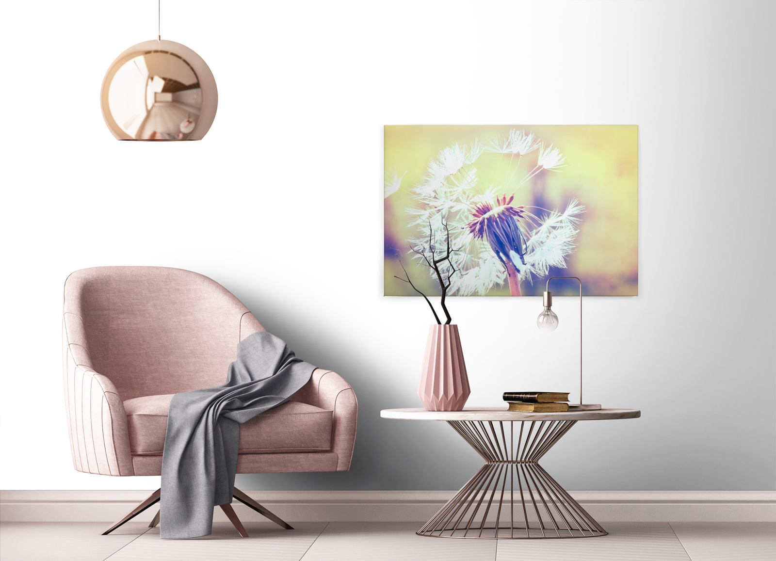 Leinwandbild PUSTEBLUME - gelb - 90x60 cm