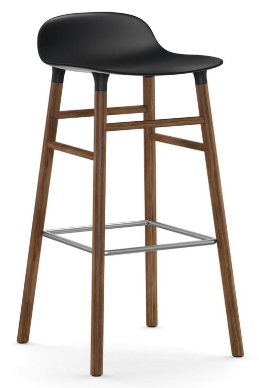 Normann Copenhagen Form Barstool barkruk 75cm met walnoten onderstel zwart