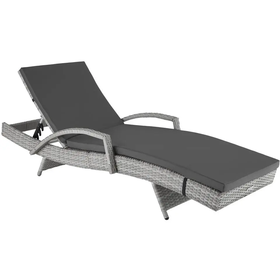 tectake Wicker ligbed Océane met aluminium frame, Lichtgrijs