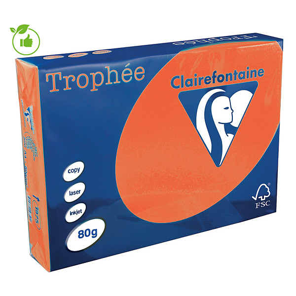 Papier couleur Trophée Clairefontaine rouge cardinal A4 80g, 5 ramettes de 500 feuilles