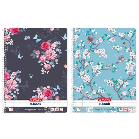 Herlitz Collegeblock Ladylike Birds + Flower, DIN A4, liniert, 2 Stück