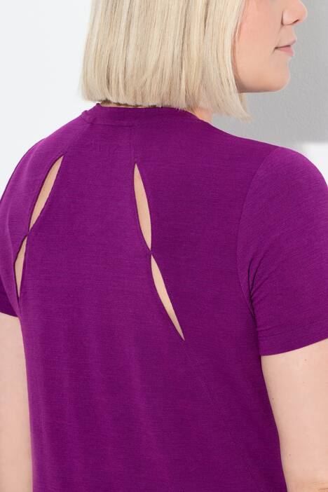 Funktions-Shirt, Cut-Outs, V-Ausschnitt, Halbarm, recycelt, helle pflaume