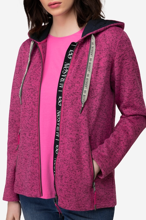 Strickfleece-Jacke, Kapuze, Zipptaschen