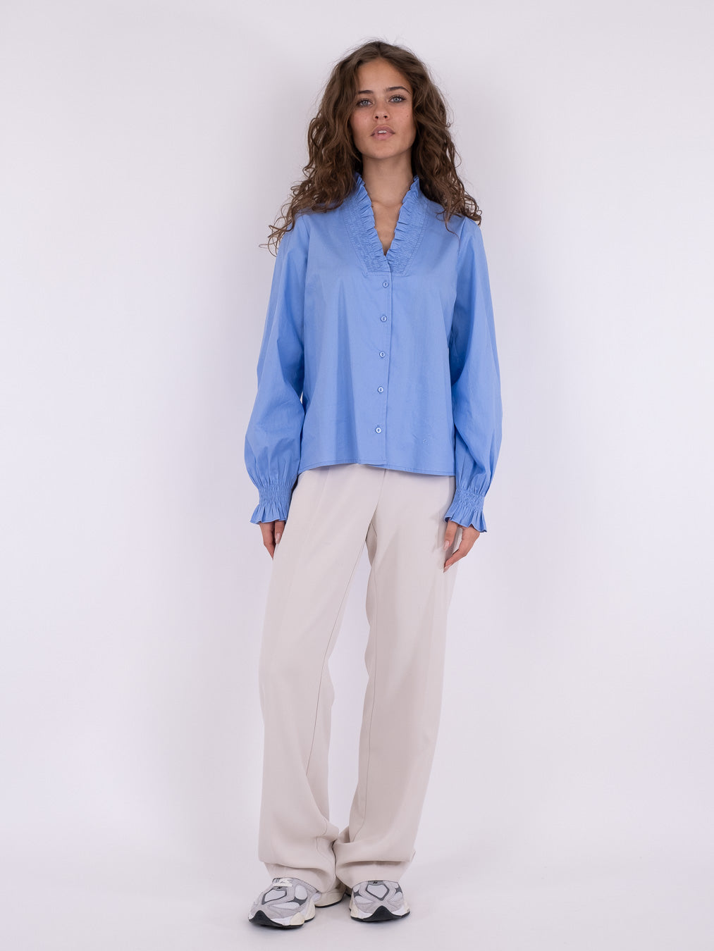 Neo Noir  Brielle Solid skjorte - Sky blue