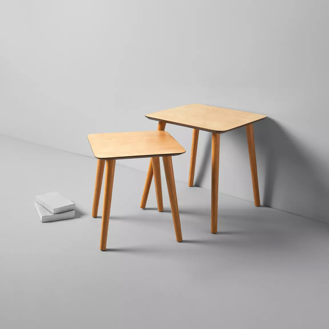 Lot de 2 tables d'appoint carrées en bois (H43 cm) Nomade Naturel