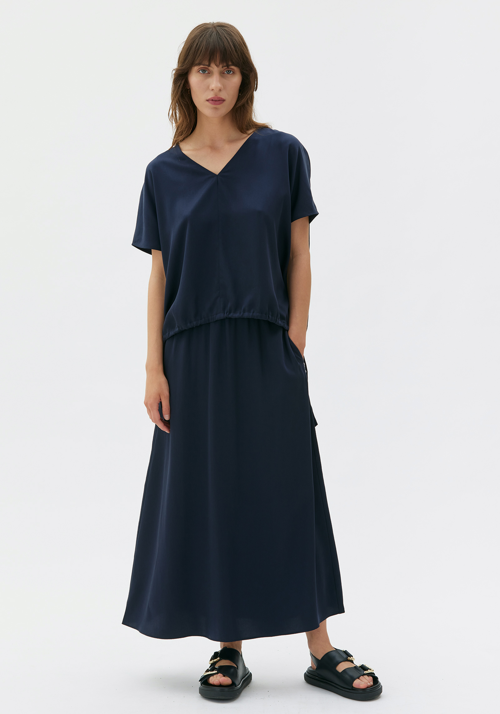 Maska Satin-Bluse Mare Tencel Deep Night Blue