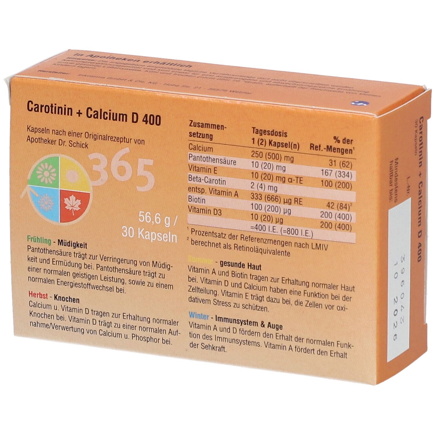 Carotin + Calcium D 400 Kapseln